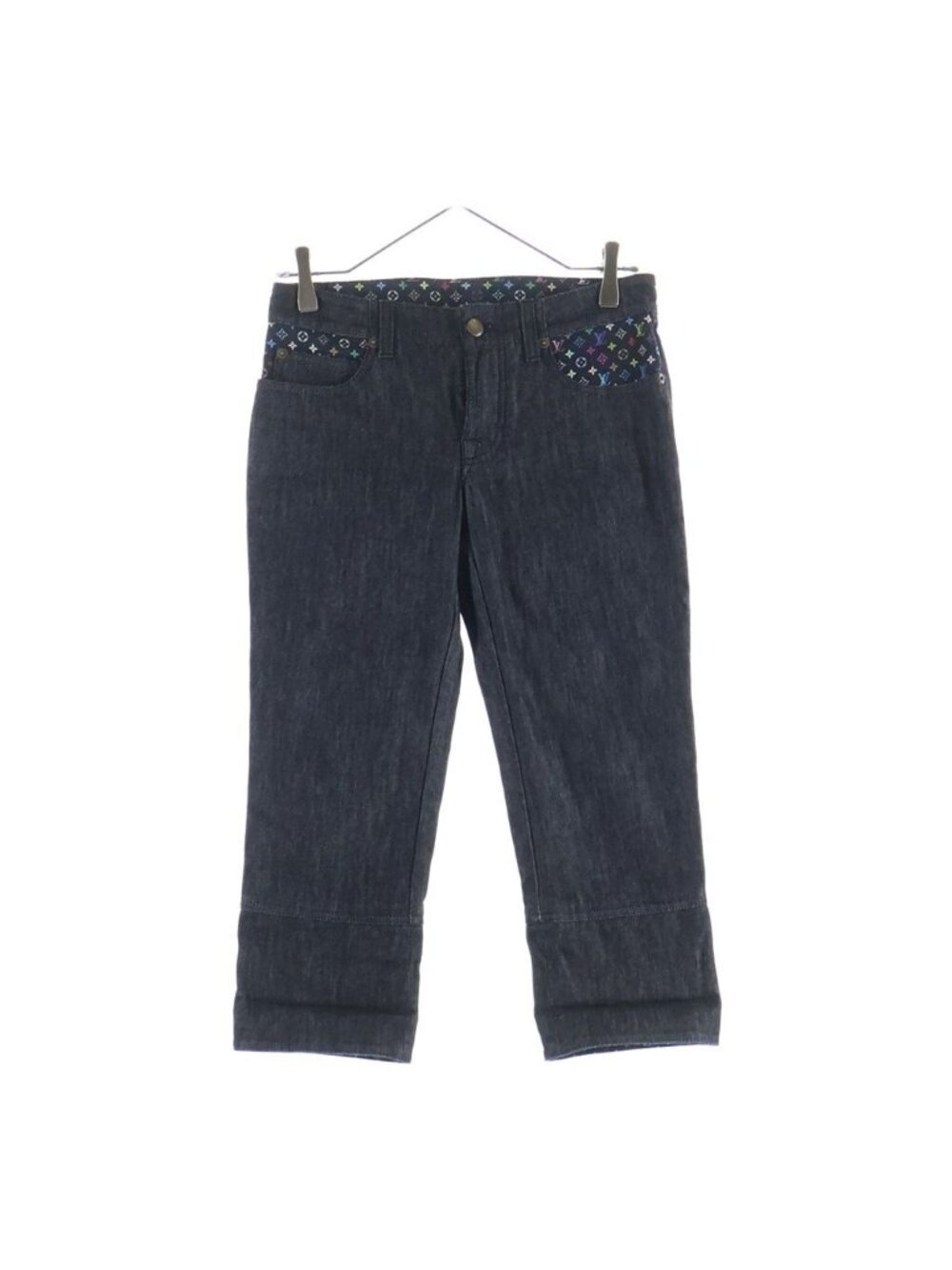 Louis Vuitton 09 SS Monogram Multicolor Short Denim Pants Jeans Black